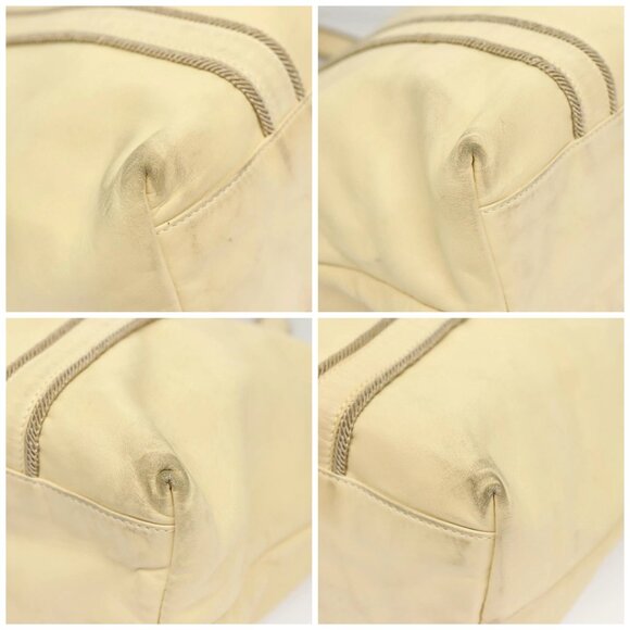 PRADA Hand Bag Leather Cream Silver Auth - Picture 16 of 16